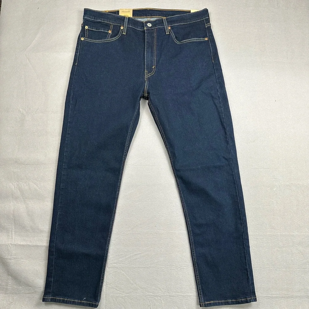 Levis 502 Taper Jeans Mens 36x32 Dark Indigo Blue Stretch Denim NEW 295073196